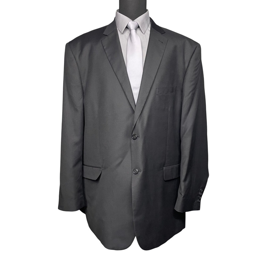 Loriano Italy Suit Jacket Men 54L Black 100% Wool Super 150s Blazer Professional